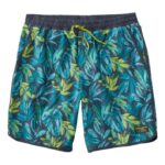 L.L.Bean Heren all-avontuurlijke zwemshorts donkere lagune tropische bladeren kleding VT0646541