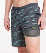 L.L.Bean Heren all-avontuurlijke zwemshorts donkere lagune tropische bladeren kleding VT0646541 - Image 4