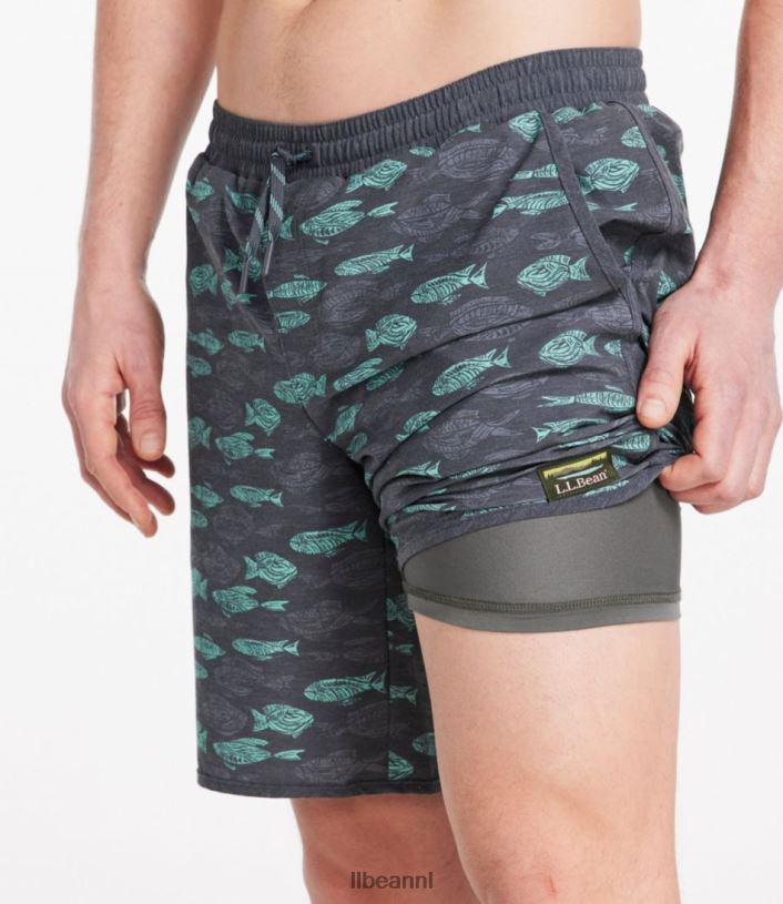 L.L.Bean Heren all-avontuurlijke zwemshorts koolstof marine visprint kleding VT0643211 - Image 4