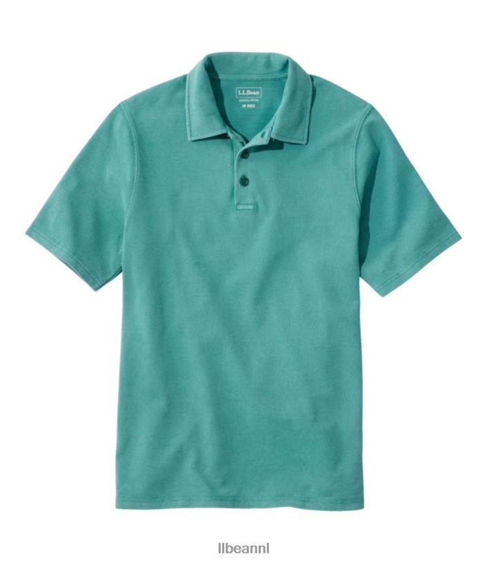 L.L.Bean Heren Beanbuilt piqué poloshirt warme blauwgroen kleding VT064241 - Image 1