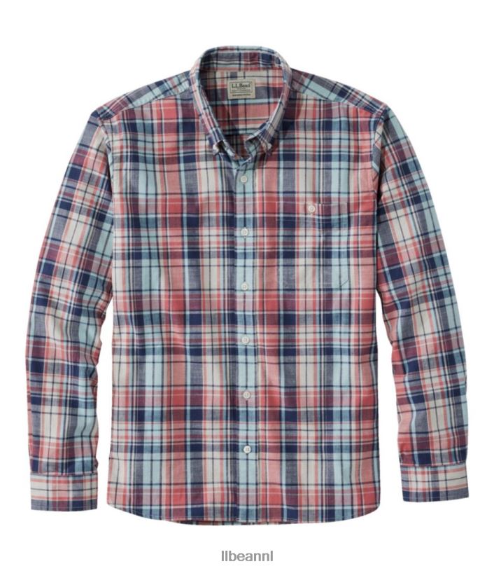 L.L.Bean Heren Comfort stretch chambray overhemd mineraal rood kleding VT0647000 - Image 1