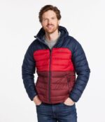 L.L.Bean Heren donsjack met capuchon bordeaux/nautische marine bovenkleding VT064913 - Image 2