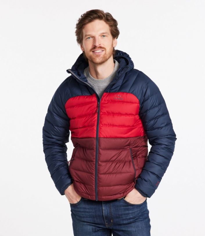 L.L.Bean Heren donsjack met capuchon bordeaux/nautische marine bovenkleding VT064913 - Image 2