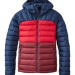 L.L.Bean Heren donsjack met capuchon bordeaux/nautische marine bovenkleding VT064913