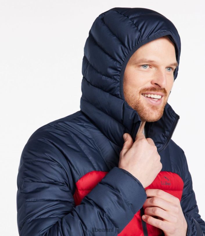 L.L.Bean Heren donsjack met capuchon bordeaux/nautische marine bovenkleding VT064913 - Image 4