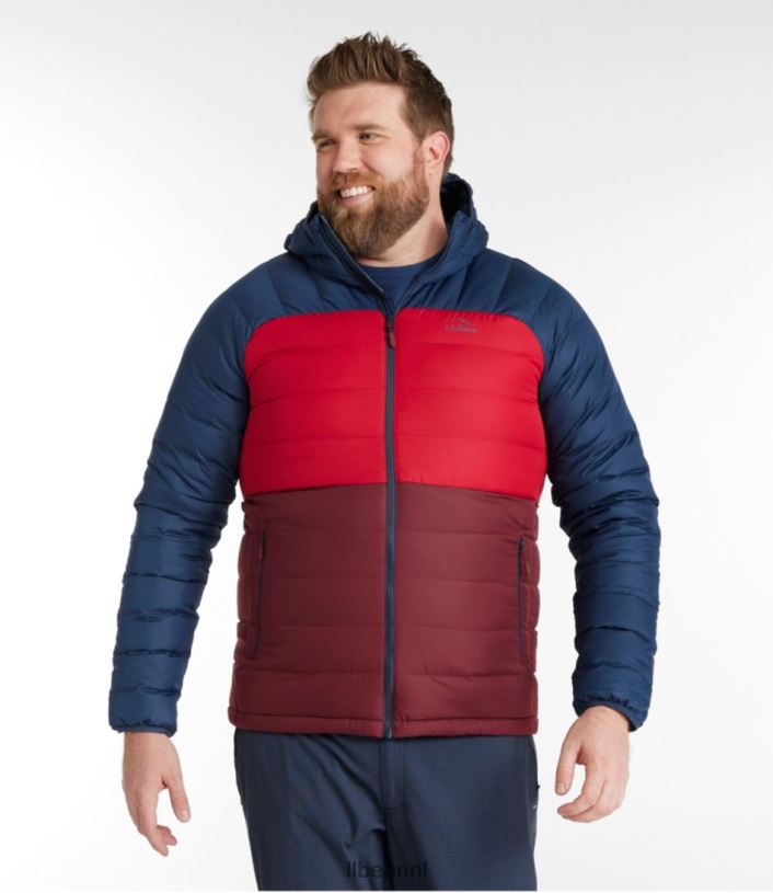 L.L.Bean Heren donsjack met capuchon bordeaux/nautische marine bovenkleding VT064913 - Image 5