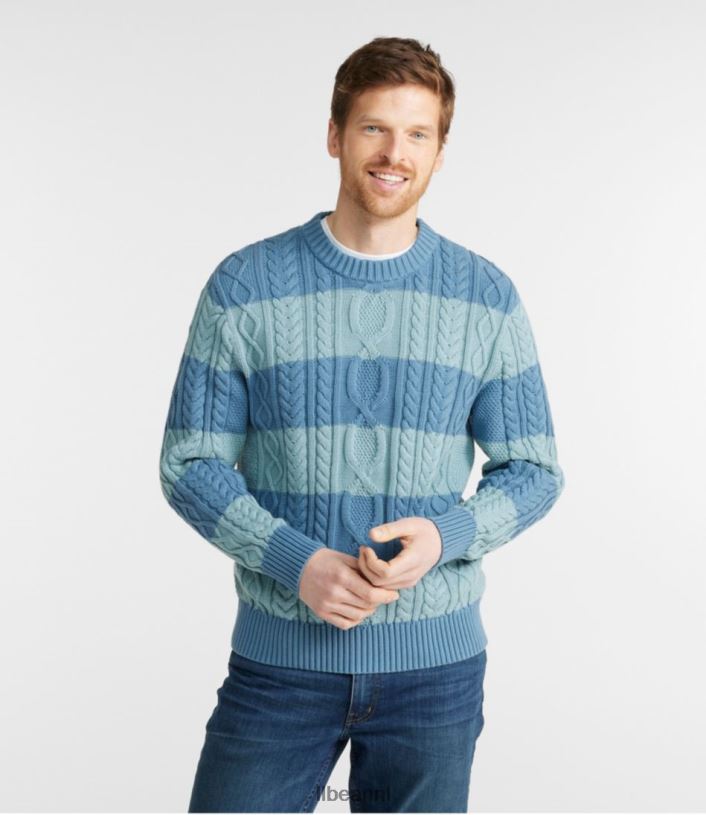 L.L.Bean Heren Heritage zachte katoenen visserstrui blauw aan de baai kleding VT064631 - Image 2