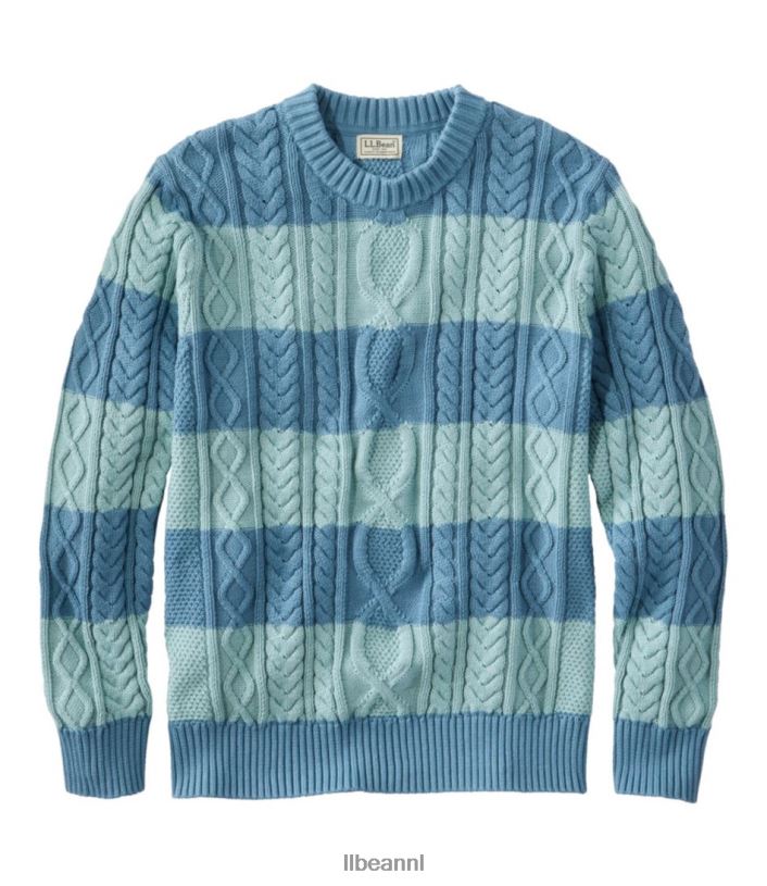 L.L.Bean Heren Heritage zachte katoenen visserstrui blauw aan de baai kleding VT064631 - Image 1