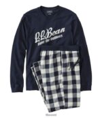 L.L.Bean Heren kamp pyjama set klassiek marineblauw/genieten van het buitenleven kleding VT0644927