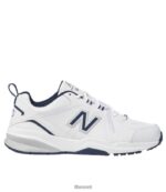 L.L.Bean Heren nieuw evenwicht 608v5 leer wit/marineblauw schoenen VT0641090