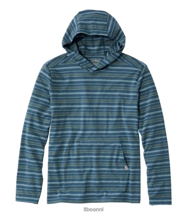 L.L.Bean Heren ontdekkingsreiziger slub T-shirt donkerblauwblauwe streep kleding VT064541 - Image 1