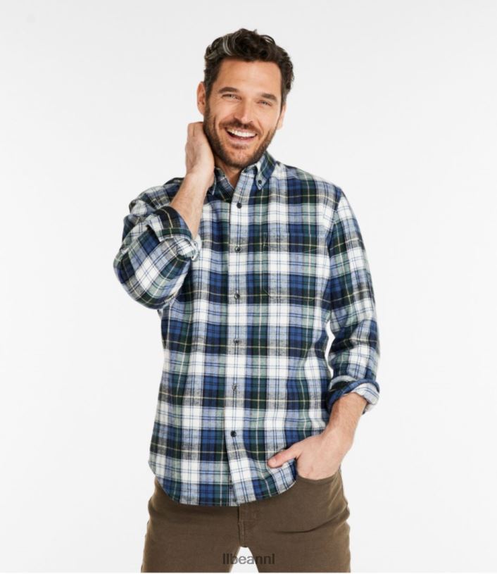 L.L.Bean Heren Schots geruit flanellen overhemd indigo tartan kleding VT064400 - Image 2