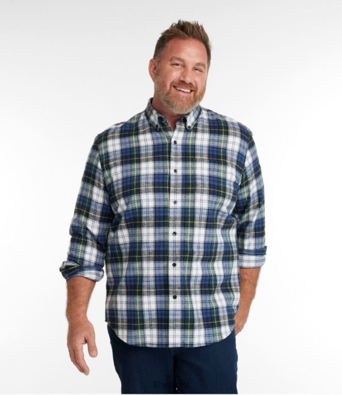 L.L.Bean Heren Schots geruit flanellen overhemd indigo tartan kleding VT064400 - Image 4