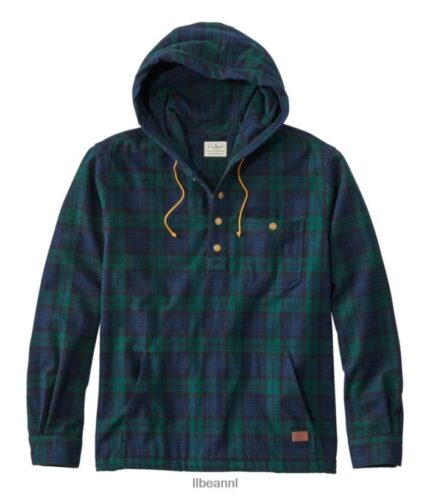 L.L.Bean Heren Schots geruit flanellen overhemd zwart horloge kleding VT0646649