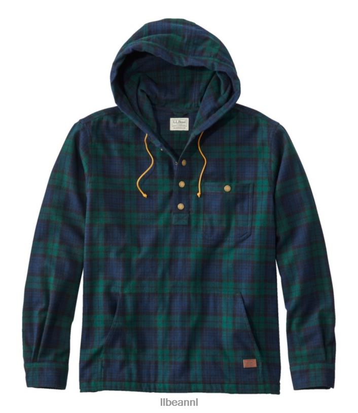 L.L.Bean Heren Schots geruit flanellen overhemd zwart horloge kleding VT0646649 - Image 1