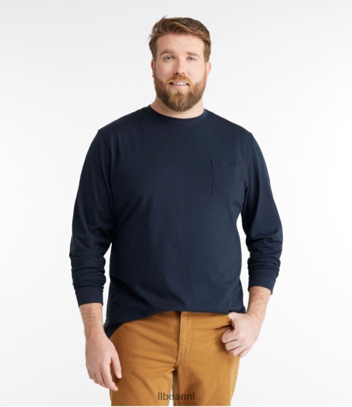 L.L.Bean Heren zorgeloos krimpvrij T-shirt met zak zwart kleding VT0645800 - Image 4