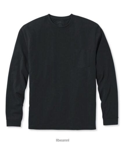 L.L.Bean Heren zorgeloos krimpvrij T-shirt met zak zwart kleding VT0645800
