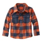 L.L.Bean kinderen Beanflex flanellen overhemd voor het hele seizoen klep oranje/carbon marineblauw kleding VT0643019