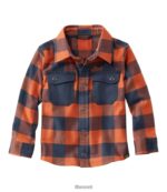 L.L.Bean kinderen Beanflex flanellen overhemd voor het hele seizoen klep oranje/carbon marineblauw kleding VT0643019