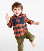 L.L.Bean kinderen Beanflex flanellen overhemd voor het hele seizoen klep oranje/carbon marineblauw kleding VT0643019 - Image 3
