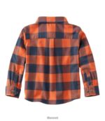 L.L.Bean kinderen Beanflex flanellen overhemd voor het hele seizoen klep oranje/carbon marineblauw kleding VT0643019 - Image 4