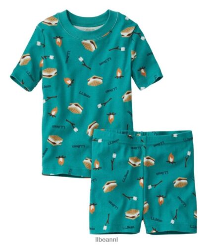 L.L.Bean kinderen Getailleerde pyjama van biologisch katoen blauw groen kleding VT0645890