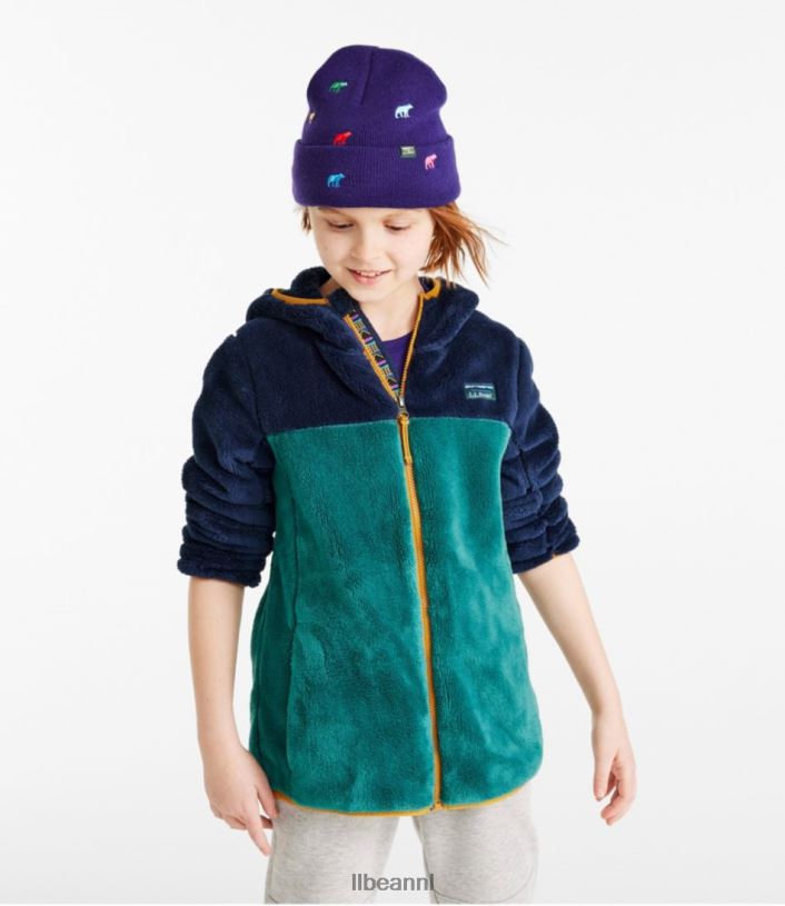 L.L.Bean kinderen hoogpolig fleece donkerrood/helder marineblauw bovenkleding VT0643670 - Image 4