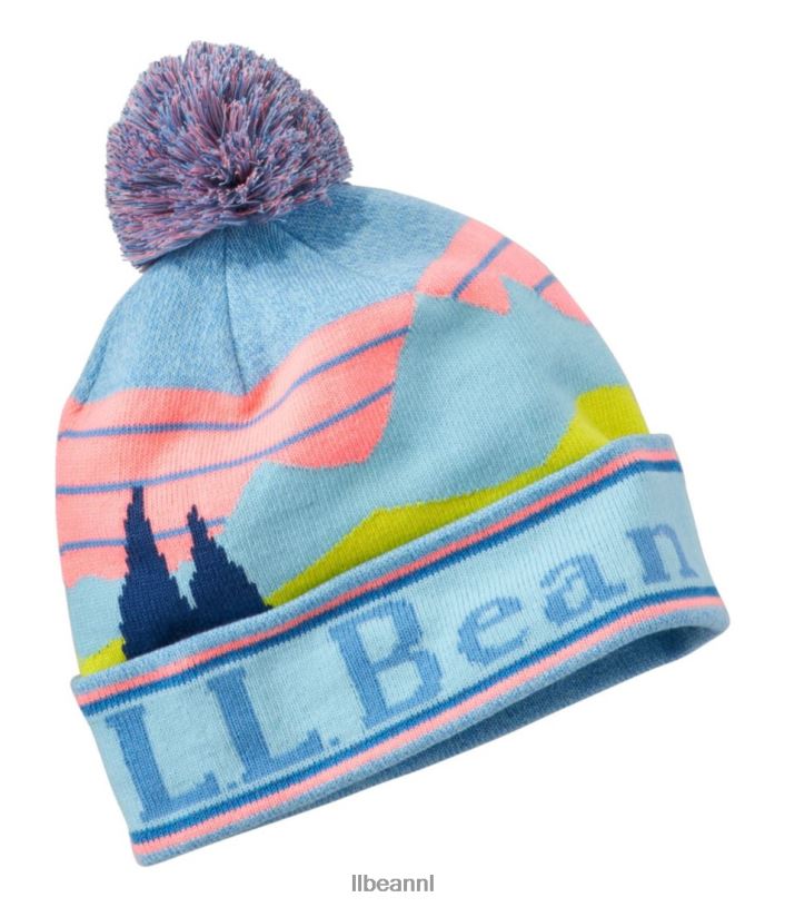 L.L.Bean kinderen pompon hoed licht turkoois reflecterend kleding VT0645971 - Image 1