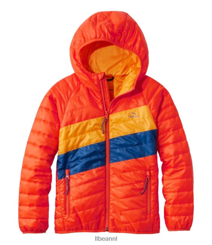 L.L.Bean kinderen primaloft packaway jack met capuchon oranje/gids goud bovenkleding VT064874 - Image 1