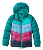 L.L.Bean kinderen ultralicht 650 donsjack blauwgroen kleurblok bovenkleding VT0643706