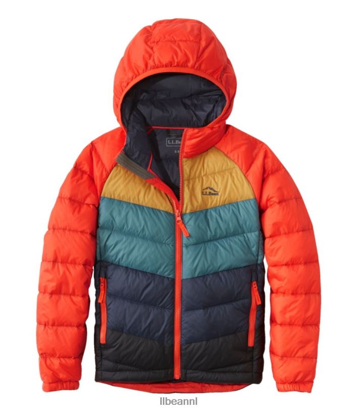 L.L.Bean kinderen ultralicht 650 donsjack colorblock van kersentomaat bovenkleding VT064955 - Image 1