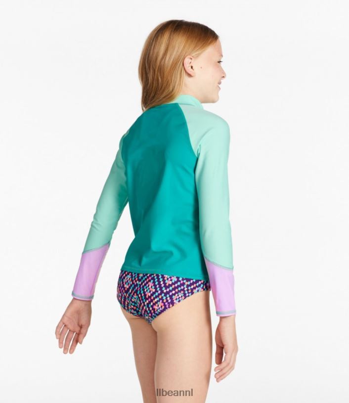 L.L.Bean kinderen zon- en surfzwemshirt aquamarijn kleurblok kleding VT064421 - Image 5