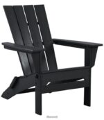 L.L.Bean unisex Adirondack stoel voor alle weersomstandigheden, vierkante rugleuning zwart achtertuin en terras VT0646358