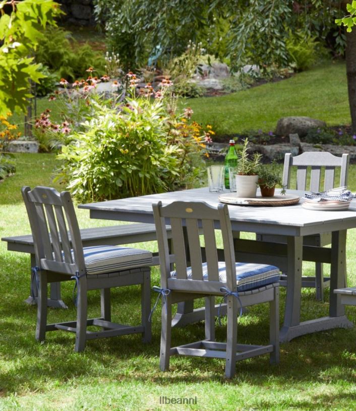 L.L.Bean unisex All-weather armloze eetkamerstoel set van twee leigrijs achtertuin en terras VT0646349 - Image 3