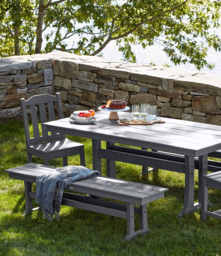 L.L.Bean unisex All-weather armloze eetkamerstoel set van twee leigrijs achtertuin en terras VT0646349 - Image 4