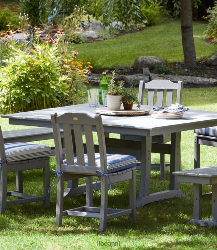 L.L.Bean unisex all-weather boerderijtafel vierkant 8-persoons leigrijs achtertuin en terras VT0646385 - Image 2