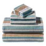 L.L.Bean unisex Biologisch katoenen handdoekenset streep blauwe kwarts bad VT0642923