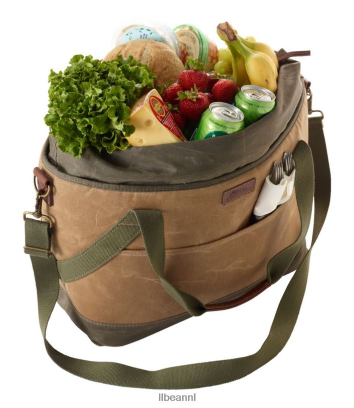 L.L.Bean unisex geïsoleerde draagtas van gewaxt canvas khaki accessoires VT0641339 - Image 2