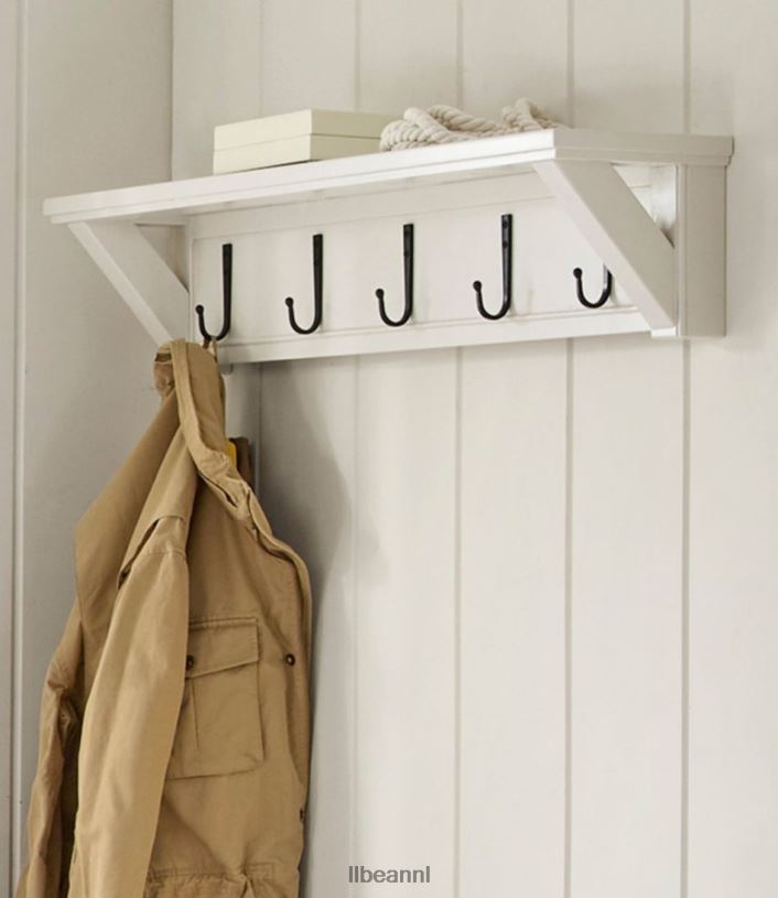 L.L.Bean unisex geschilderde boerderij wandplank met haken papierwit binnenmeubilair VT0642893 - Image 3