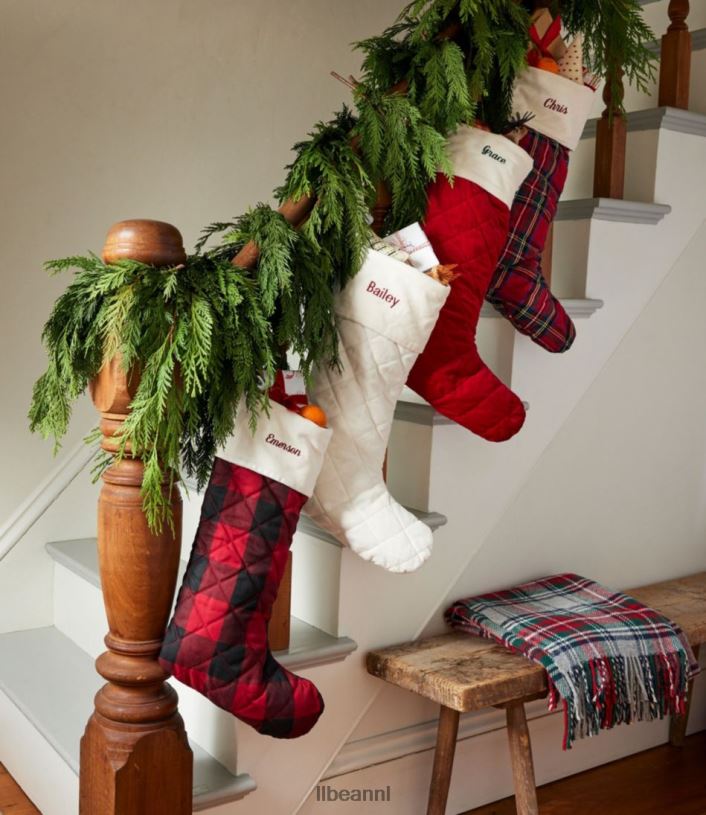 L.L.Bean unisex klassieke fluwelen kerstsok rood/zwarte buffelruit huisdecoratie VT0644375 - Image 2