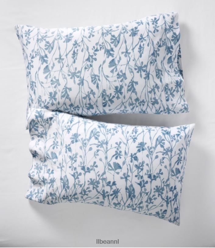 L.L.Bean unisex kledingstuk gewassen satijnen vel collectie print kust blauwe botanische beddengoed VT0642761 - Image 2