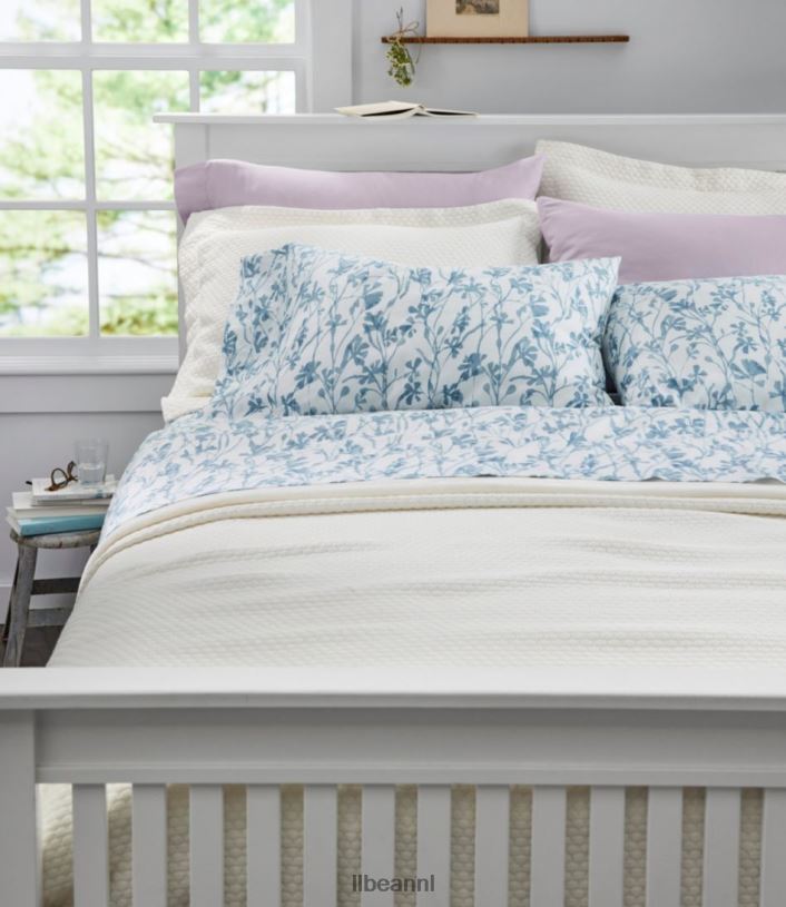 L.L.Bean unisex kledingstuk gewassen satijnen vel collectie print kust blauwe botanische beddengoed VT0642761 - Image 3