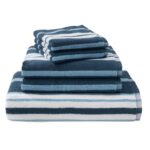 L.L.Bean unisex Premium katoenen handdoekenset met strepen leiblauw bad VT0642662