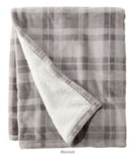 L.L.Bean unisex slechte pluche sherpa plaid haven grijs beddengoed VT0644561