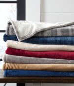 L.L.Bean unisex slechte pluche sherpa plaid haven grijs beddengoed VT0644561 - Image 4