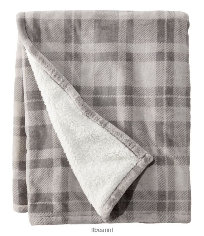 l_l_bean_unisex_slechte_pluche_sherpa_plaid_haven_grijs_beddengoed_vt0644561.jpg L.L.Bean unisex slechte pluche sherpa plaid haven grijs beddengoed VT0644561 - Image 1