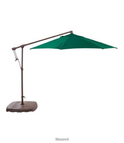 L.L.Bean unisex sunbrella market cantilever 10' achthoekige paraplu met standaardset jagersgroen achtertuin en terras VT0644522