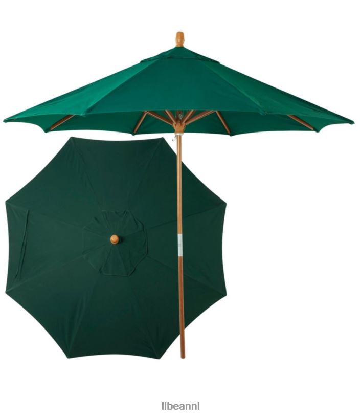 L.L.Bean unisex sunbrella marktparaplu hout jagersgroen achtertuin en terras VT0645557 - Image 1