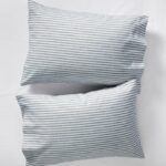 L.L.Bean unisex ultrazachte, comfortabele flanellen kussenslopen met strepen, set van twee marineblauw beddengoed VT0642692