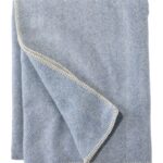 L.L.Bean unisex wasbare wollen deken visgraat blauw/crème beddengoed VT0644378